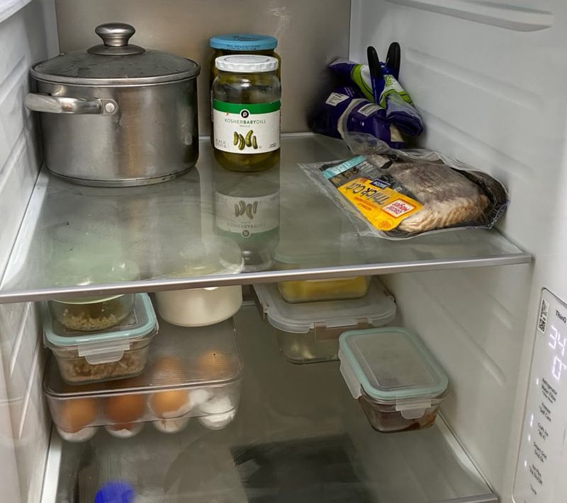 After cleaning: refrigerator shelves